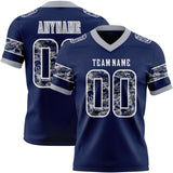 Custom Navy Camo White-Gray Authentic Digital Camouflage Panel Football Jersey