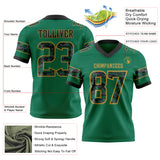 Custom Kelly Green Camo Old Gold-Black Authentic Digital Camouflage Panel Football Jersey