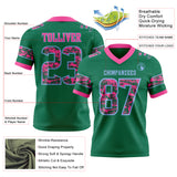 Custom Kelly Green Camo Light Blue-Pink Authentic Digital Camouflage Panel Football Jersey