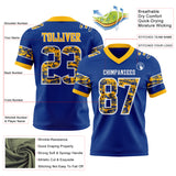 Custom Royal Camo White-Gold Authentic Digital Camouflage Panel Football Jersey