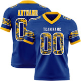 Custom Royal Camo White-Gold Authentic Digital Camouflage Panel Football Jersey
