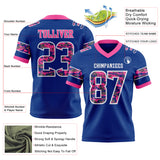 Custom Royal Camo White-Pink Authentic Digital Camouflage Panel Football Jersey
