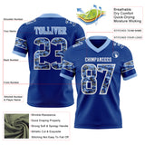 Custom Royal Camo White-Light Blue Authentic Digital Camouflage Panel Football Jersey