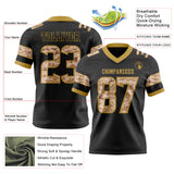 Custom Black Camo-Old Gold Authentic Digital Camouflage Panel Football Jersey