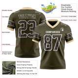 Custom Olive Camo White-City Cream Authentic Digital Camouflage Panel Football Jersey