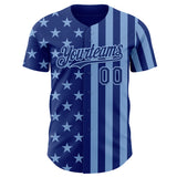Custom Royal-Light Blue USA Flag Patriotic Split Stars and Stripes Authentic Baseball Jersey