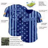 Custom Royal-Light Blue USA Flag Patriotic Split Stars and Stripes Authentic Baseball Jersey