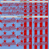Custom Powder Blue-Red USA Flag Patriotic Split Stars and Stripes Authentic Baseball Jersey
