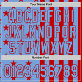 Custom Powder Blue-Red USA Flag Patriotic Split Stars and Stripes Authentic Baseball Jersey