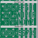 Custom Kelly Green-Gray USA Flag Patriotic Split Stars and Stripes Authentic Baseball Jersey