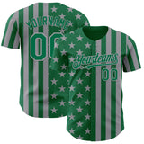 Custom Kelly Green-Gray USA Flag Patriotic Split Stars and Stripes Authentic Baseball Jersey