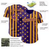 Custom Purple-Gold USA Flag Patriotic Split Stars and Stripes Authentic Baseball Jersey