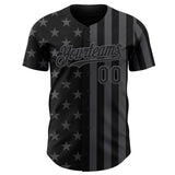 Custom Black-Steel Gray USA Flag Patriotic Split Stars and Stripes Authentic Baseball Jersey