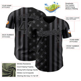 Custom Black-Steel Gray USA Flag Patriotic Split Stars and Stripes Authentic Baseball Jersey