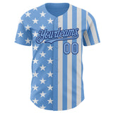 Custom Light Blue White-Royal USA Flag Patriotic Split Stars and Stripes Authentic Baseball Jersey