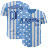 Custom Light Blue White-Royal USA Flag Patriotic Split Stars and Stripes Authentic Baseball Jersey