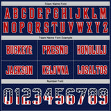 Custom Navy USA Flag Camo White-Red Authentic Gradient Digital Camouflage Stars & Stripes Raglan Sleeves Football Jersey