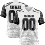 Custom White USA Flag Camo Steel Gray-Black Authentic Gradient Digital Camouflage Stars & Stripes Raglan Sleeves Football Jersey