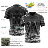 Custom Black USA Flag Camo-Steel Gray Authentic Gradient Digital Camouflage Stars & Stripes Raglan Sleeves Football Jersey