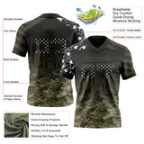 Custom Black USA Flag Camo-Olive Authentic Gradient Digital Camouflage Stars & Stripes Raglan Sleeves Football Jersey