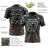 Custom Black USA Flag Camo-White Authentic Gradient Digital Camouflage Stars & Stripes Raglan Sleeves Football Jersey