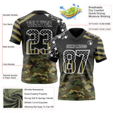 Custom Black USA Flag Camo-White Authentic Gradient Digital Camouflage Stars & Stripes Raglan Sleeves Football Jersey