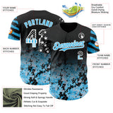 Custom Black USA Flag Camo White-Sky Blue Gradient Digital Camouflage Stars & Stripes Two Tone Authentic Baseball Jersey
