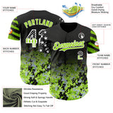 Custom Black USA Flag Camo White-Neon Green Gradient Digital Camouflage Stars & Stripes Two Tone Authentic Baseball Jersey