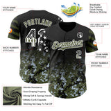 Custom Black USA Flag Camo White-Olive Gradient Digital Camouflage Stars & Stripes Two Tone Authentic Baseball Jersey