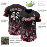 Custom Black USA Flag Camo White-Burgundy Gradient Digital Camouflage Stars & Stripes Two Tone Authentic Baseball Jersey