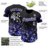 Custom Black USA Flag Camo White-Dark Purple Gradient Digital Camouflage Stars & Stripes Two Tone Authentic Baseball Jersey