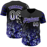 Custom Black USA Flag Camo White-Dark Purple Gradient Digital Camouflage Stars & Stripes Two Tone Authentic Baseball Jersey
