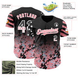 Custom Black USA Flag Camo White-Medium Pink Gradient Digital Camouflage Stars & Stripes Two Tone Authentic Baseball Jersey