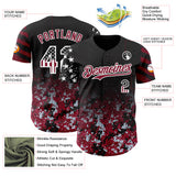 Custom Black USA Flag Camo White-Crimson Gradient Digital Camouflage Stars & Stripes Two Tone Authentic Baseball Jersey