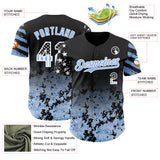 Custom Black USA Flag Camo White-Light Blue Gradient Digital Camouflage Stars & Stripes Two Tone Authentic Baseball Jersey