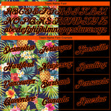 Custom Black Orange 3D Pattern Tropical Pineapples Hawaii Palm Leaves And Flowers Authentic Basketball Jersey