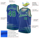 Custom Royal Kelly Green-White Triangle Shapes Authentic City Edition Basketball Jersey