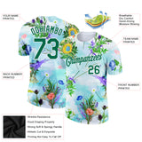 Custom White Kelly Green 3D Pattern Design Flowers Performance T-Shirt