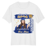 Custom White Royal-Old Gold 3D Graduation Performance T-Shirt