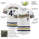 Custom White Navy-Old Gold Line Authentic Baseball Jersey