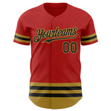 Custom Red Black-Old Gold Line Authentic Baseball Jersey
