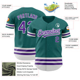 Custom Teal Purple-White Line Authentic Baseball Jersey