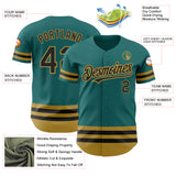 Custom Teal Black-Old Gold Line Authentic Baseball Jersey