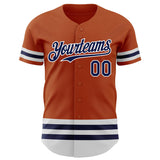 Custom Texas Orange Navy-White Line Authentic Baseball Jersey
