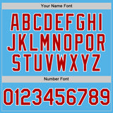 Custom Sky Blue Red-White Line Authentic Baseball Jersey