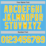 Custom Sky Blue Yellow-White Line Authentic Baseball Jersey