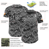 Custom Black White 3D Pattern Design Abstract Mountains Authentic Baseball Jersey