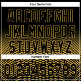 Custom Black Old Gold 3D Pattern Design Gradient Lines Authentic Baseball Jersey