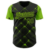 Custom Black Neon Green 3D Pattern Design Geometric Halftone Dots Authentic Baseball Jersey