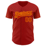 Custom Red Gold 3D Pattern Design Geometric Stars Authentic Baseball Jersey